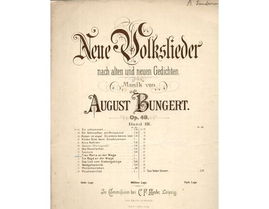 12881 | Neue Volkslieder - Nach Alten und Neuen Gedichten - Op. 49 - Frau Maria an der Wiege