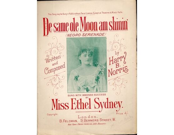 12914 | De Same Ole Moon Am Shinin' (Negro Serenade) - Sung by and featuring Miss Ethel Sydney