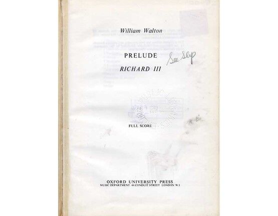 139 | William Walton - Richard III - Prelude and A Shakespeare Suite - Orchestral Score