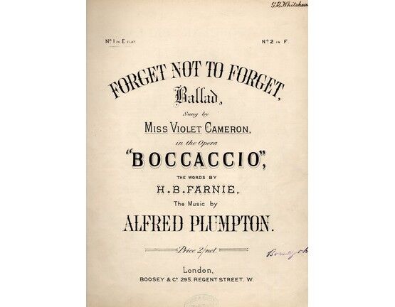 141 | Forget Not To Forget, ballad from the Opera "Boccaccio", No. 1 in E flat