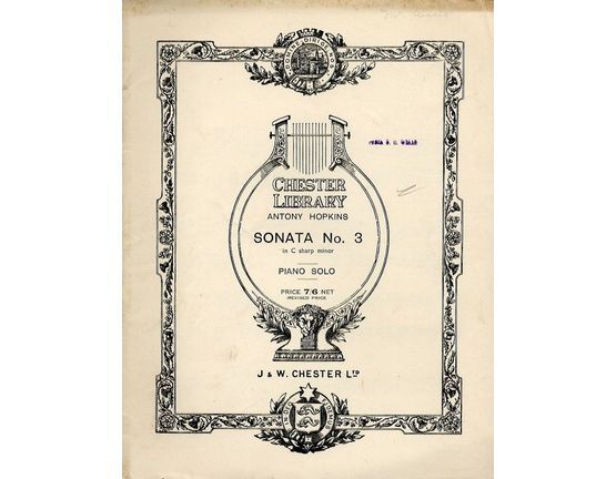 184 | Antony Hopkins Sonata No. 3 in C sharp minor - Piano Solo - Chester Library Edition