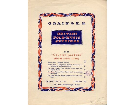 189 | British Folk Music Settings No. 22 - "Country Gardens" (Hankerchief Dance) - English Morris Dance Tune - Arranged for 2 Pianos