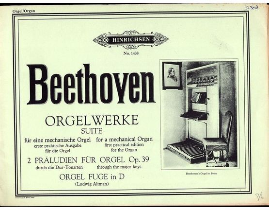 2002 | Beethoven 2 Praeludien fur Orgel and Orgel Fuge in D -  Orgekwerke Suite for Organ - Hinrichsen Edition No. 1438