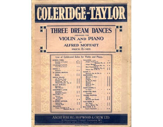207 | Three Dream Dances - For violin and piano with seperate violin part