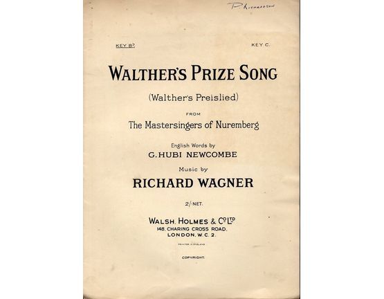2575 | Walther's Prize Song from "The Mastersingers of Nuremberg" - Key of B Flat for Lower Voice