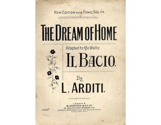 4672 | The Dream of Home - Il Bacio  - Adapted for the Waltz -  In the key of B flat major