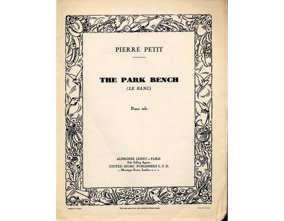 2738 | The Park Bench (Le Banc) - Piano Solo