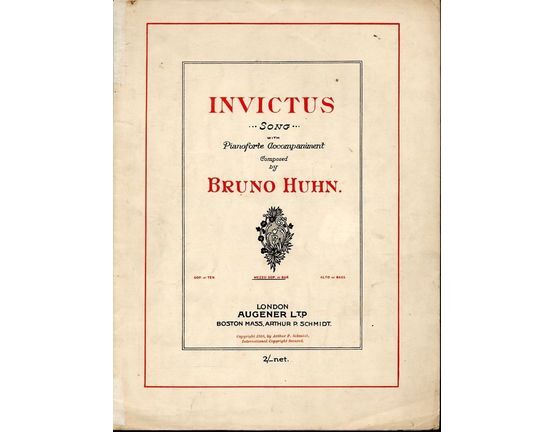 2767 | Invictus - Song -  with Pianoforte Accompaniment - For  Mezzo Soprano or  Baritone in the key of B flat major