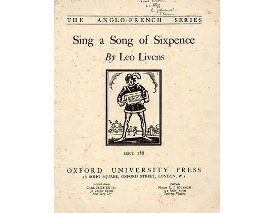 3362 | Sing a song of sixpence - For Piano - The Anglo  French Series