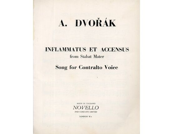 3528 | Dvorak - Inflammatus et Accensus (From Stabat Mater) - Song for Contralto Voice