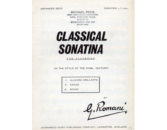 4 | Classical Sonatina for Accordion ( in the style of the 18thC)