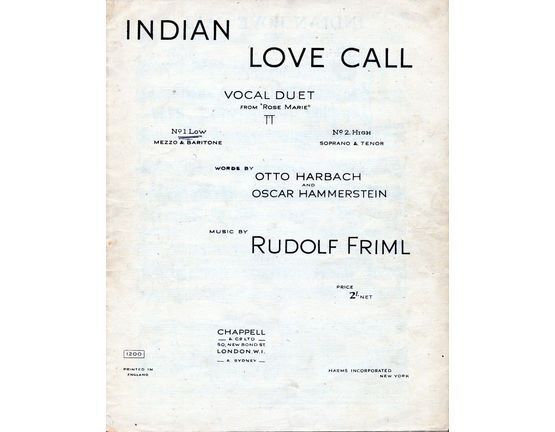4 | Indian Love Call - Vocal Duet from "Rose Marie" for Low Mezzo & Baritone voice