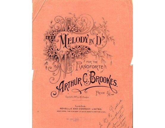 4 | Melody in D flat: for the piano: autographed by the composer 1917