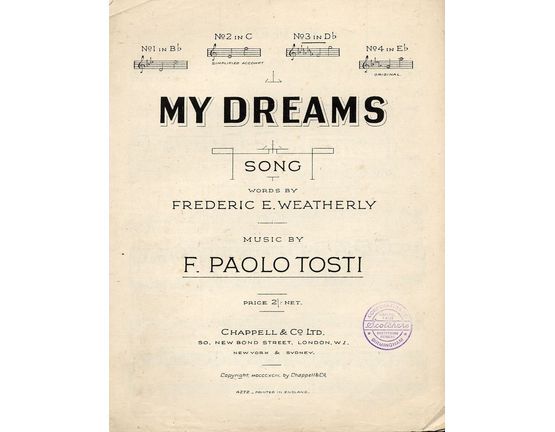 4 | My Dreams - Song - In the key of D flat major for medium voice