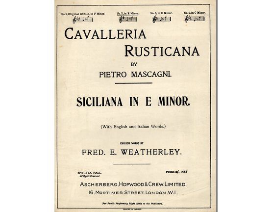5167 | Siciliana in E Minor - Song from "Cavalleria Rusticana"