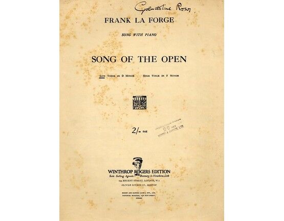 11633 | Song of the Open - Song in the key of D minor for Low Voice