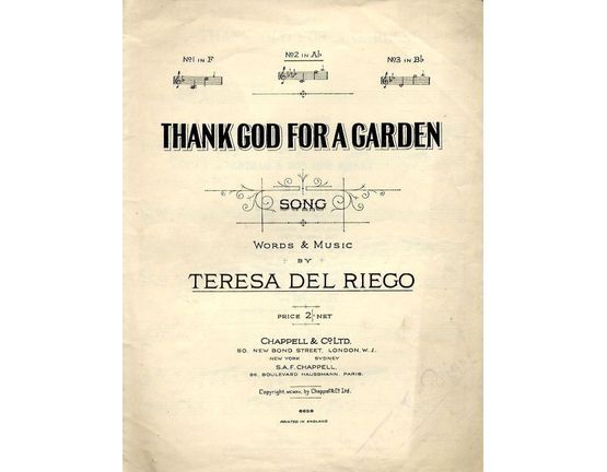 4 | Thank God for a Garden - Song - In the key of A flat major for medium voice