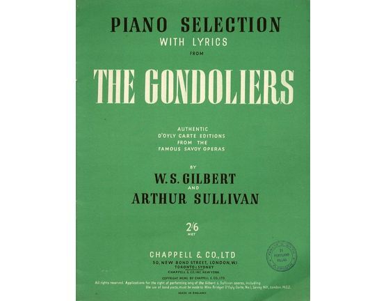 4 | The Gondoliers - Piano Selection with Lyrics - Authentic D'Otly Carte Editions from the Famous Savoy Opera
