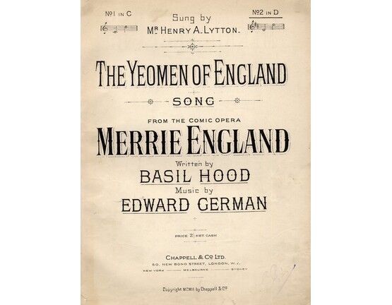 4 | The Yeomen of England  - Song from "Merrie England" - Key of D major for higher voice