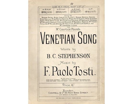 4 | Venetian Song - Song in the Key of E flat - for Medium Voice