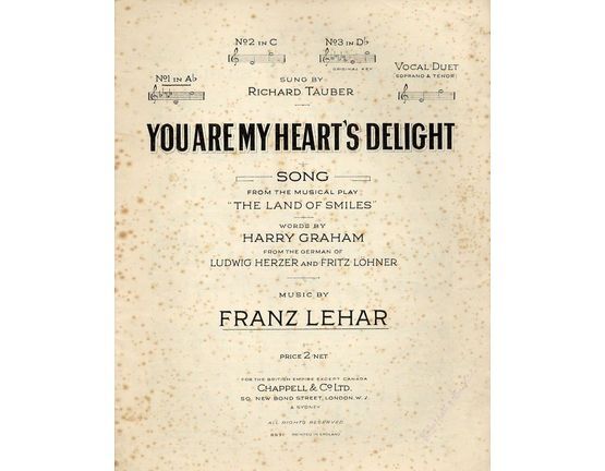 4 | You are My Heart's Delight - From "The Land of Smiles" - In the key of A flat major for Low voice