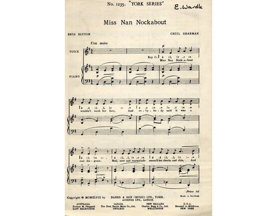 4433 | Miss Nan Nockabout - Song for Piano and Voice - York Series No. 1235
