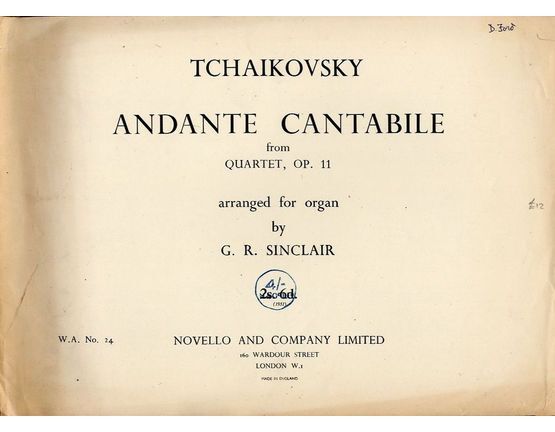 4582 | Tchaikovsky Andante Cantabile - From Quartet in D major Op. 11