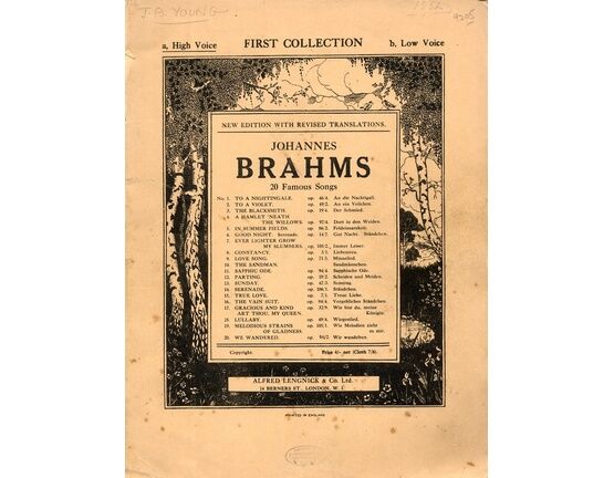 4585 | Brahms - 20 Famous Songs (First Collection) - For High Voice