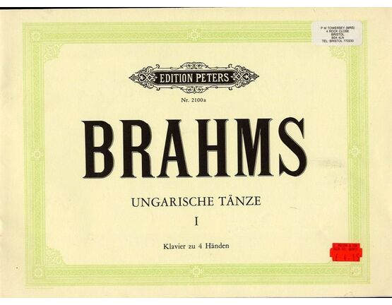 4616 | Brahms Ungarische Tanze - Edition Peters No. 2100a - Klavier zu 4 Handen - Band I