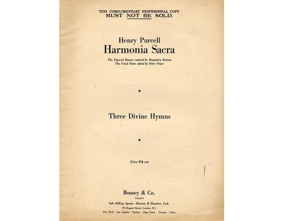 4656 | Harmonica Sacra - Three Divine Hymns - For Voice and Piano