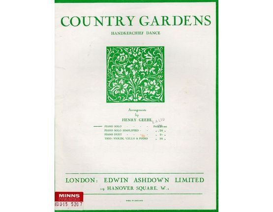 4672 | Country Gardens - Piano Solo (Handkerchief Dance) - Transcribed from Morris Dance Tunes
