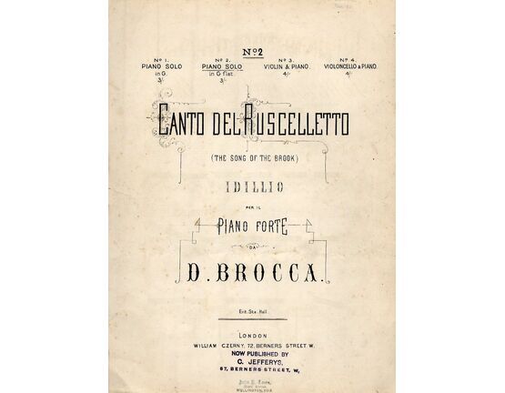 4695 | Canto del Ruscelletto - (The Song of the Brook) -  Idillio for the Pianoforte - In the Key of G flat major