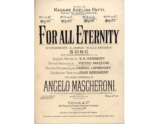 4697 | For All Eternity - Song with violin accompaniment - in the Key of D major