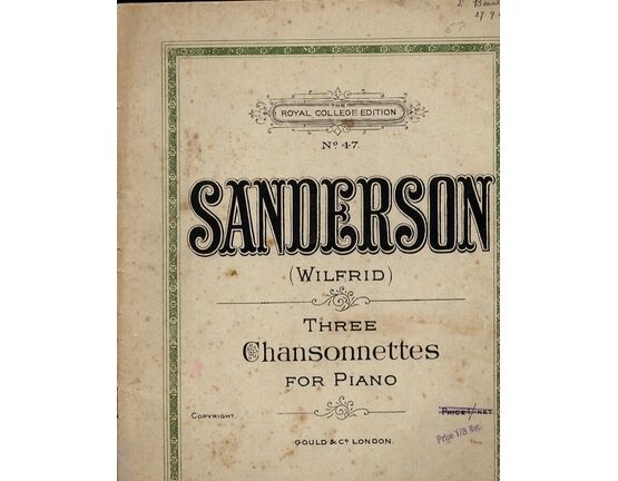 4697 | Sanderson - Three Chansonnettes for the piano - Royal College Edition No. 47