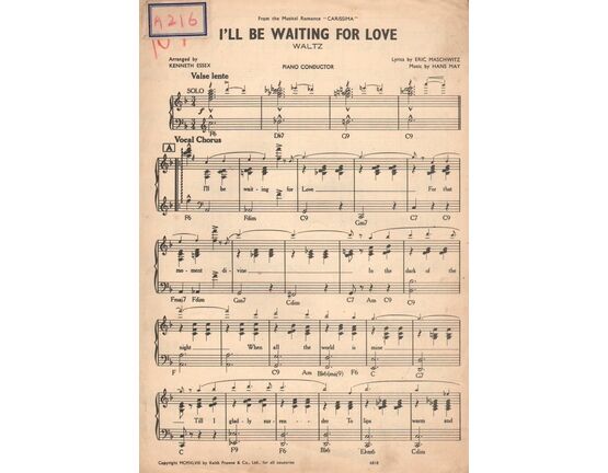 4843 | DANCE BAND with Vocals:-  I'll be Waiting for Love - Waltz