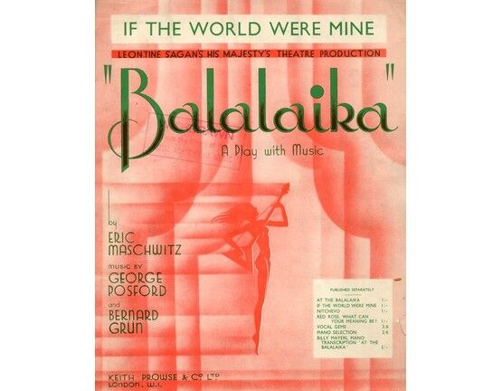 4843 | If The World Were Mine -  From "Balalaika" - Song in the Key of E flat major