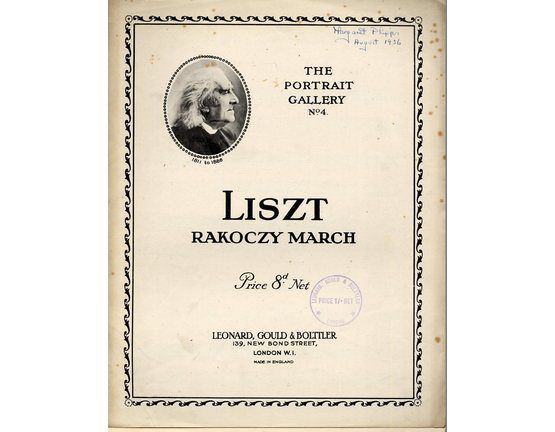 4850 | Liszt - Rakoczy March - The Portrait Gallery Series No. 4 - For Piano Solo - Featuring Liszt