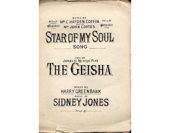 4895 | Star of My Soul - Song from "The Geisha" in the key of G major for low voice