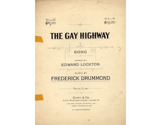 4895 | The Gay Highway - Song -  In the key of A flat major for Low Voice