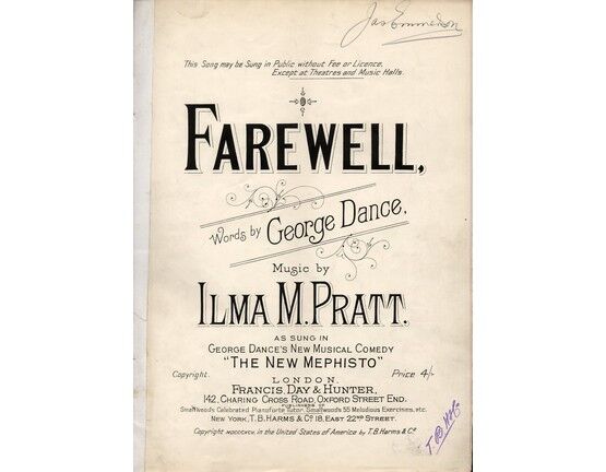 4906 | Farewell - Song from George Dance's Musical Comedy "The New Mephisto"
