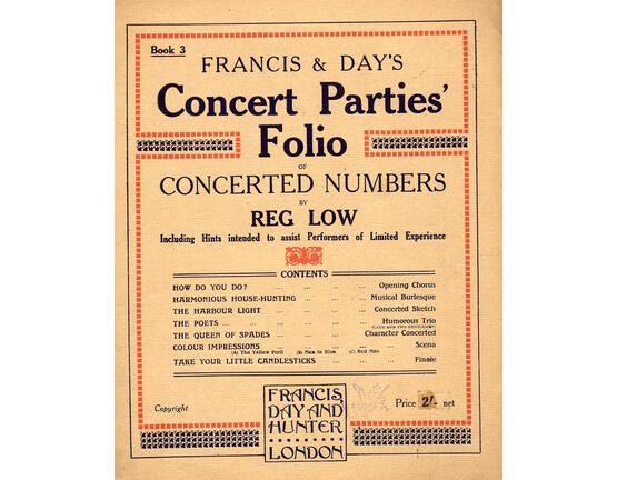 4906 | Francis & Days Concert Parties Folio of Concerted numbers - Book 3 - Including Hints intended to assist Performers of Limited Experience