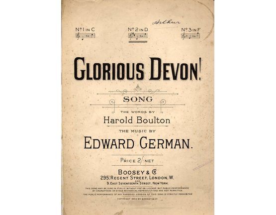 4921 | Glorious Devon! - Song - In the key of D major for medium voice