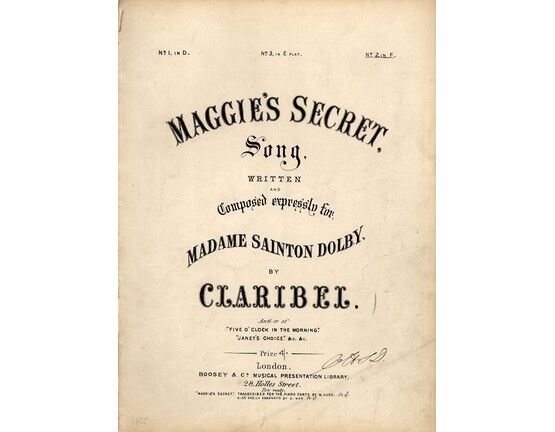 4921 | Maggie's Secret - Song in the key of F Major for High Voice