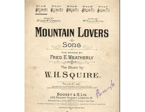 4921 | Mountain Lovers - Song in the key of D flat Major for Medium Voice