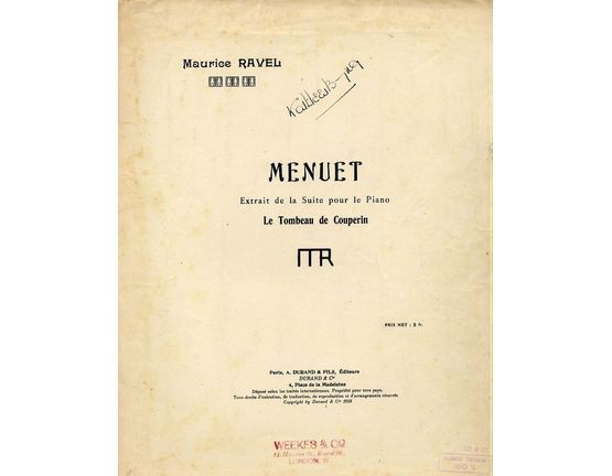4932 | Menuet - Extract for piano solo - Le Tombeau de Couperin
