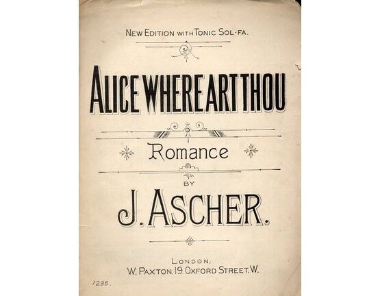 5 | Alice Where Art Thou - Romance - Song in the Key of B flat - for Medium Voice