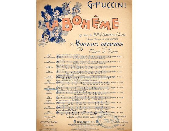 5038 | La Boheme - Acte 2me. - Valse De Musette - Morceaux Detaches - No. 7 - Pour Chant et Piano