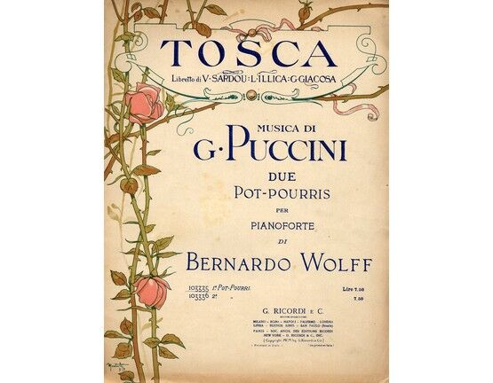 5038 | Musica Di G. Puccini - Tosca - Due Pot Pourris - Per Pianoforte - Ricordi No. 103335