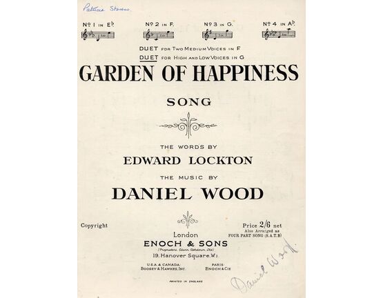 5181 | Garden of Happiness - Vocal Duet for High and Low Voices in the key of G major