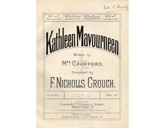 7838 | Kathleen Mavourneen - Song in the key of E flat Major